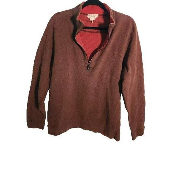 Tommy Bahama Sweater Mens Large 1/4 Zip Red Brown Reversible Pullover Henley - Picture 3 of 7